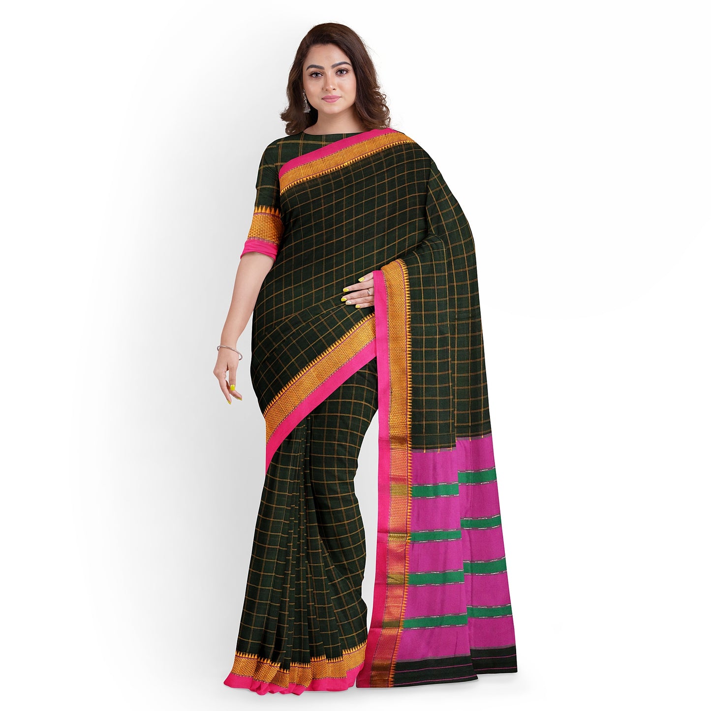 Ilkal Checks Cotton Silk Saree
