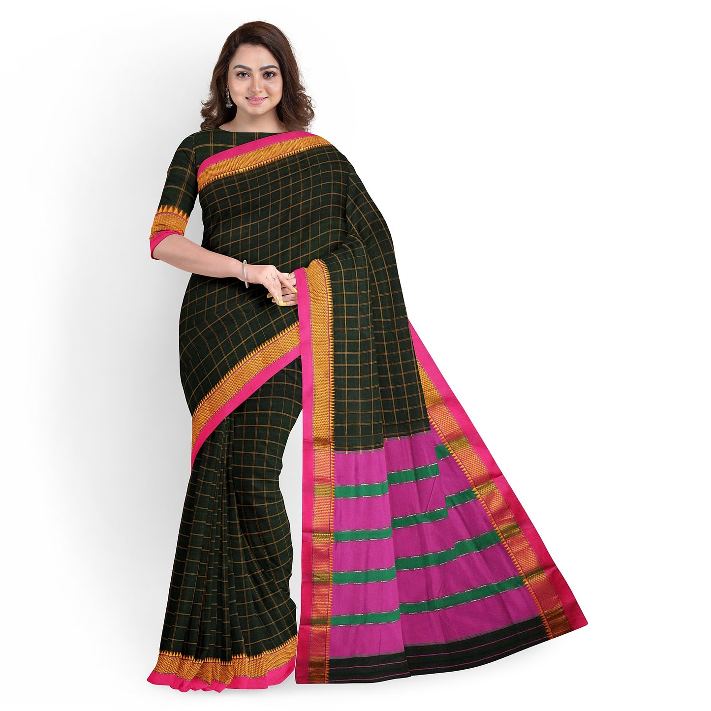 Ilkal Checks Cotton Silk Saree