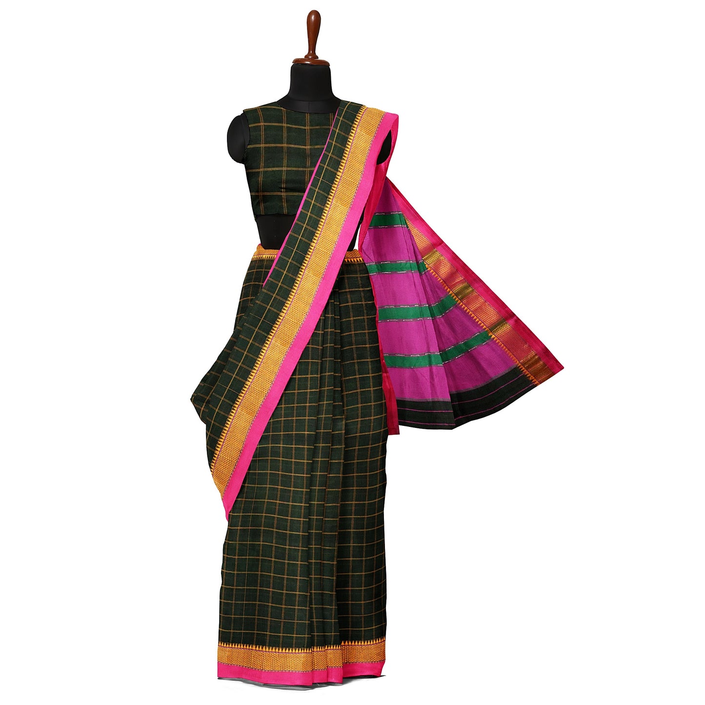 Ilkal Checks Cotton Silk Saree