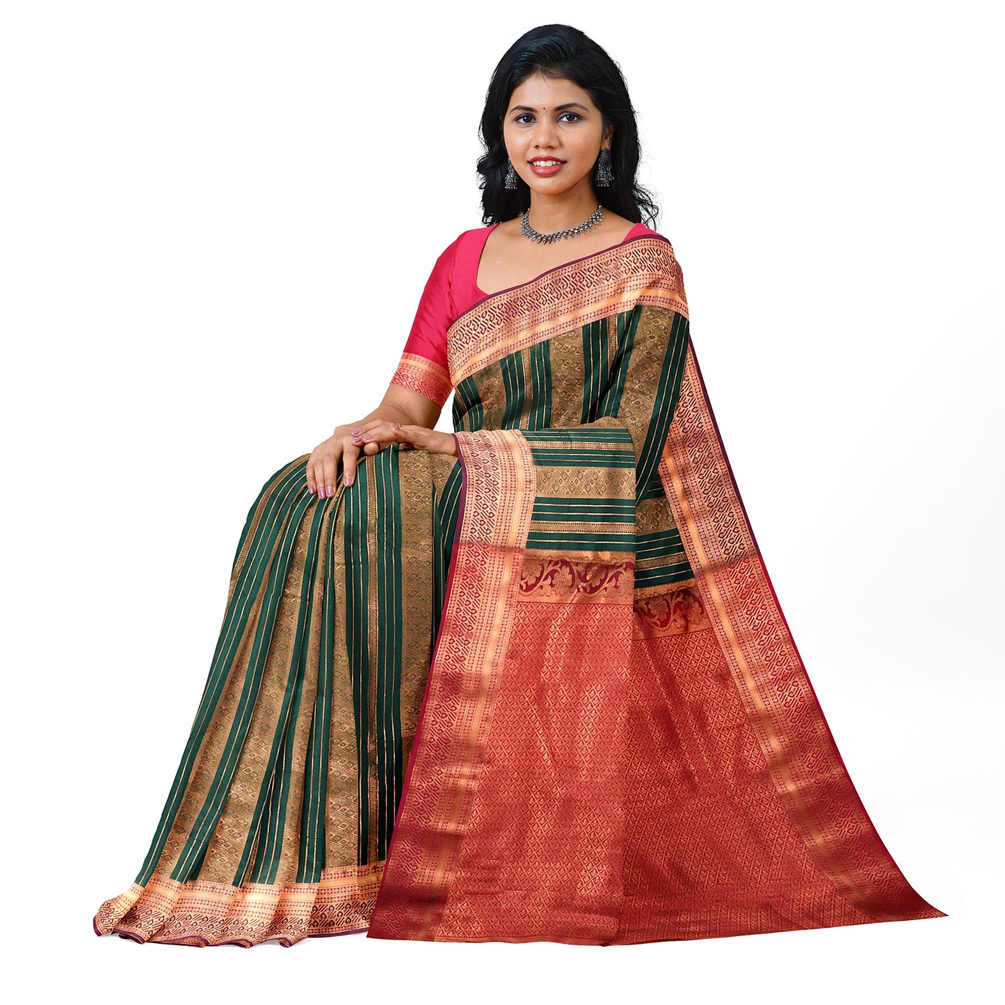 Kanchipuram Half Mix Rich Silk Saree