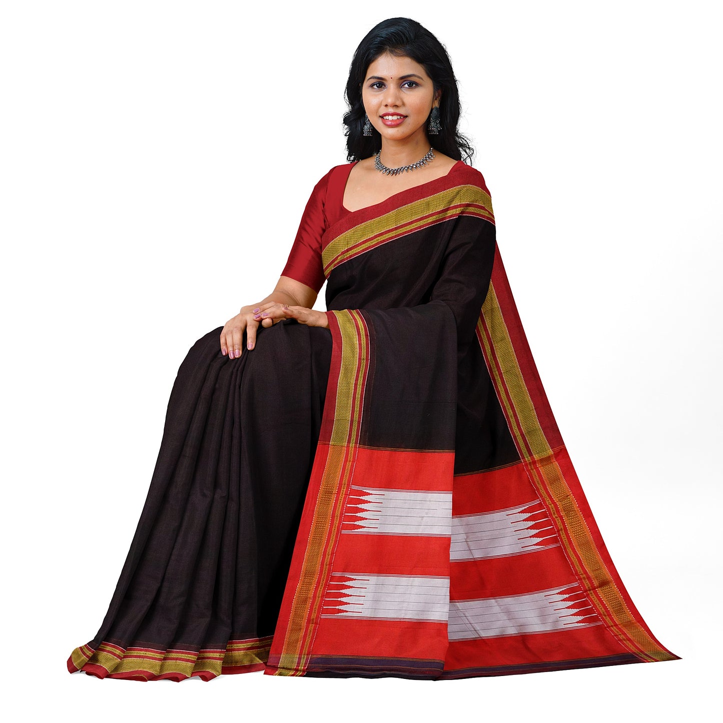 Ilkal Traditional Brown Cotton Saree