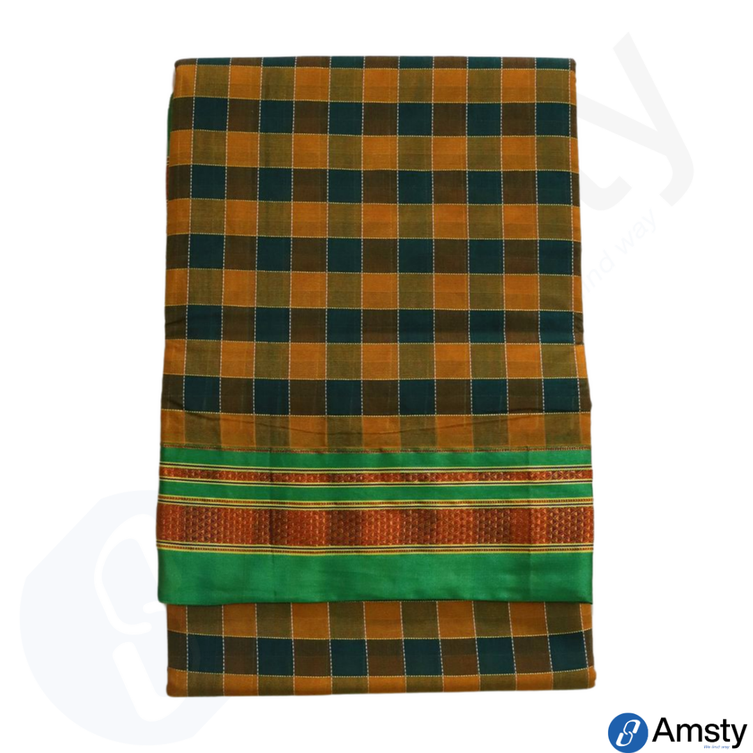 Ilkal Multi Colour Checks Cotton Silk Saree