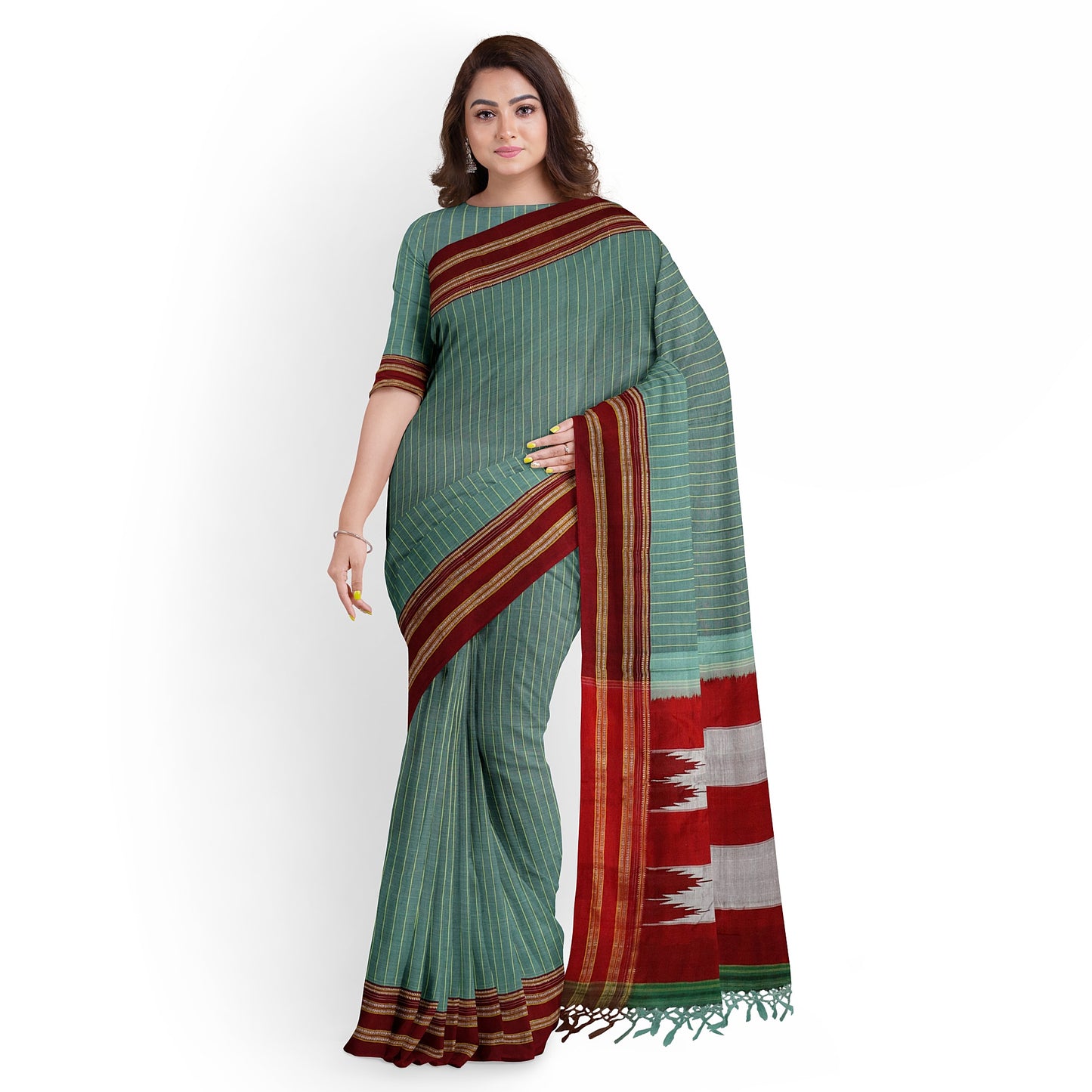 Ilkal Handloom Strip/Lining Pure Cotton Saree