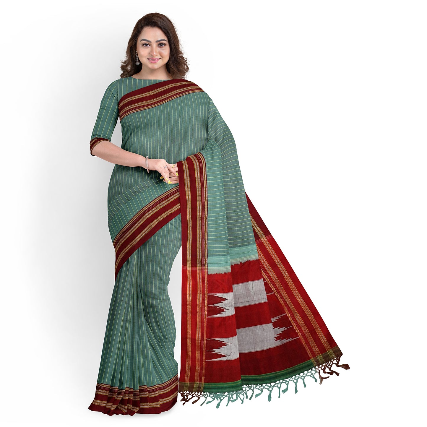 Ilkal Handloom Strip/Lining Pure Cotton Saree