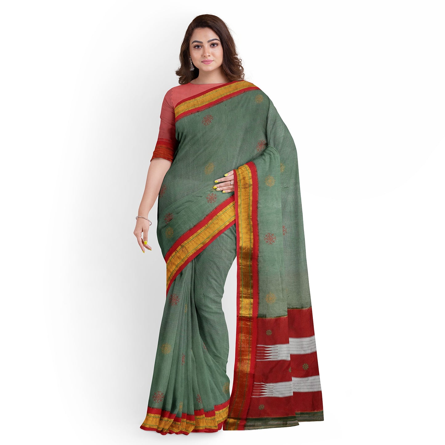 Ilkal Pure Cotton Hand Embroidery/100%Kasuti Saree
