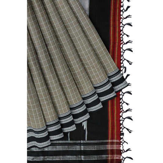 Ilkal Handloom Checks Pure Cotton Silk Saree