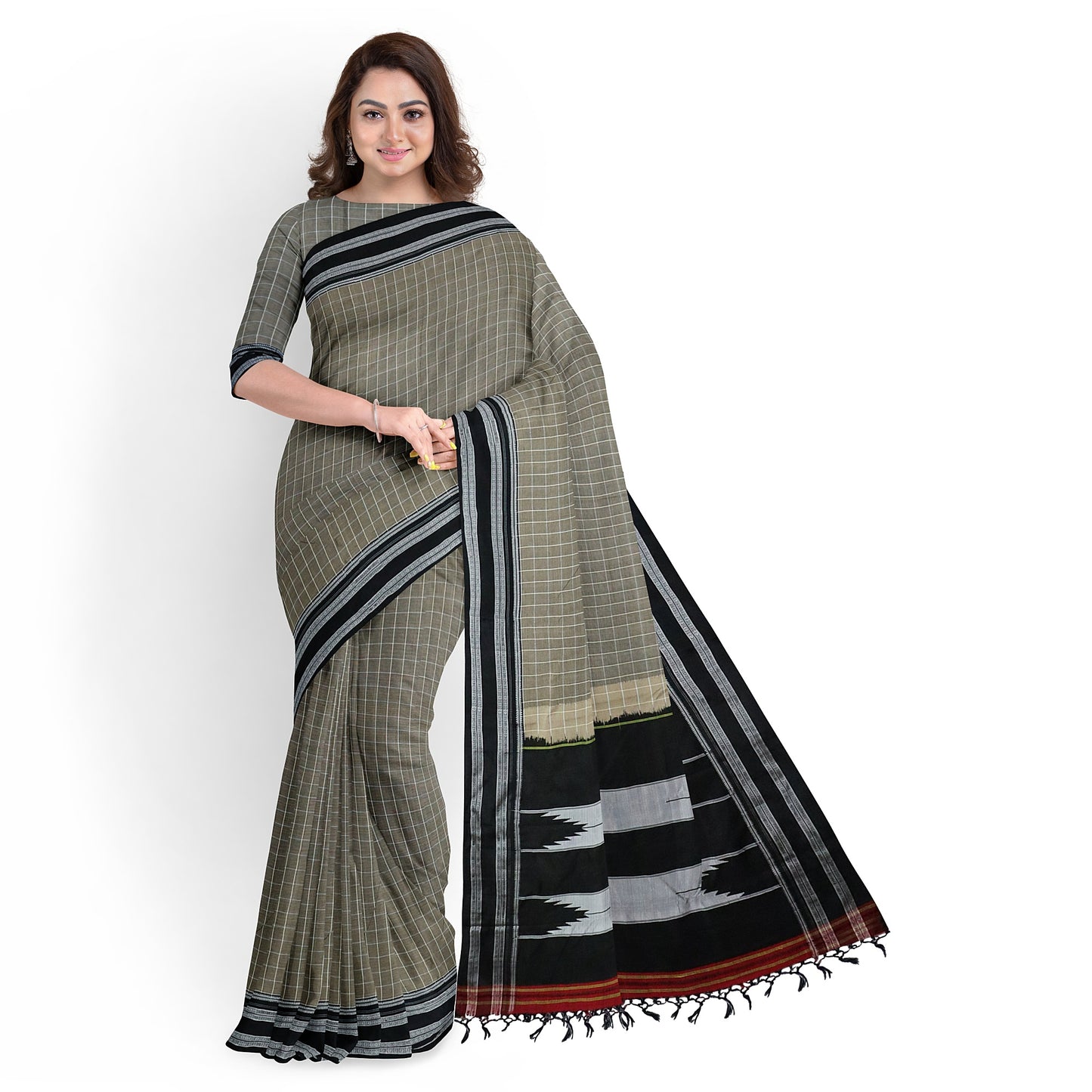 Ilkal Handloom Checks Pure Cotton Silk Saree