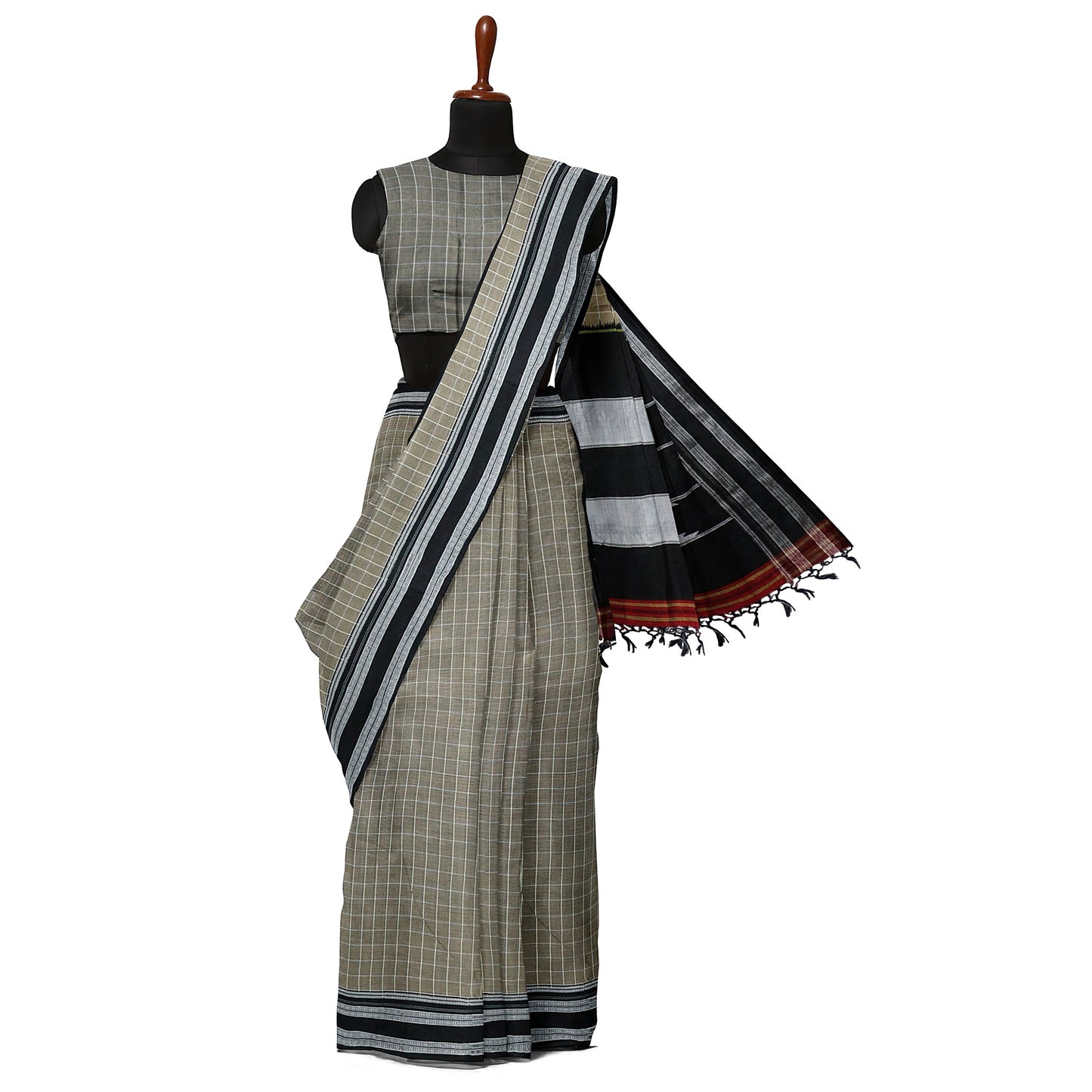 Ilkal Handloom Checks Pure Cotton Silk Saree