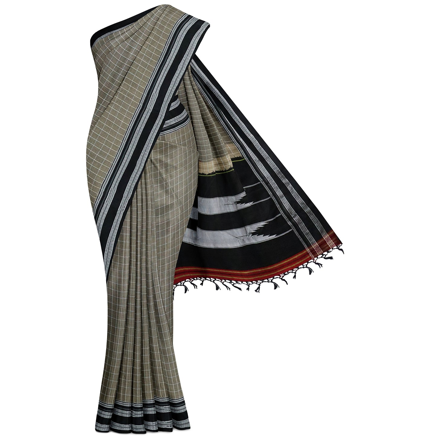 Ilkal Handloom Checks Pure Cotton Silk Saree