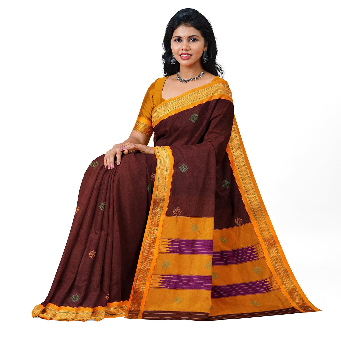 Ilkal Pure Cotton Hand Embroidery/100%Kasuti Saree