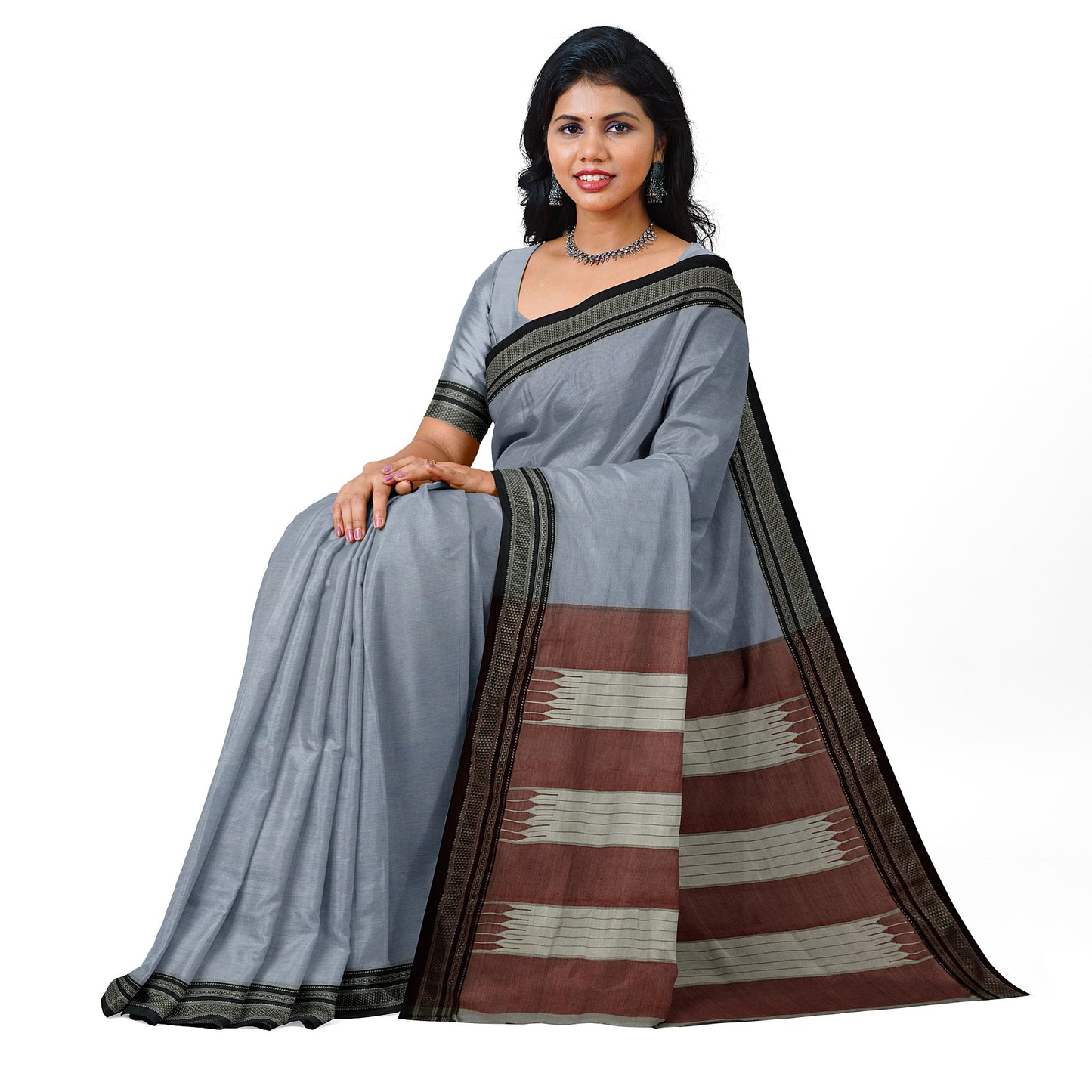 Ilkal Handloom Plain Pure Cotton Saree