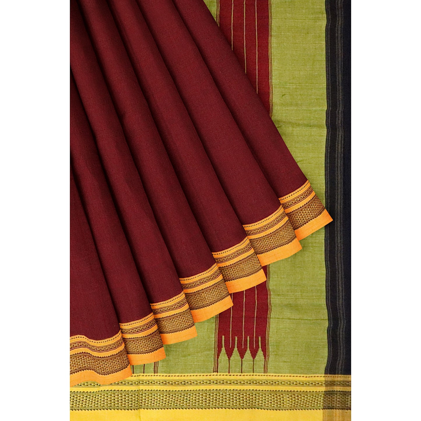 Ilkal Handloom Plain Pure Cotton Saree