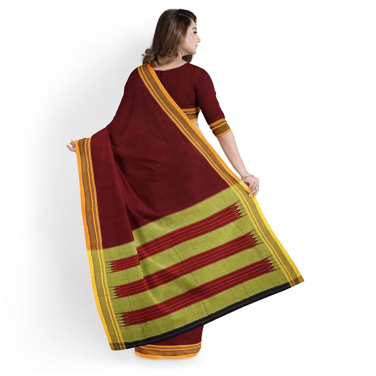 Ilkal Handloom Plain Pure Cotton Saree