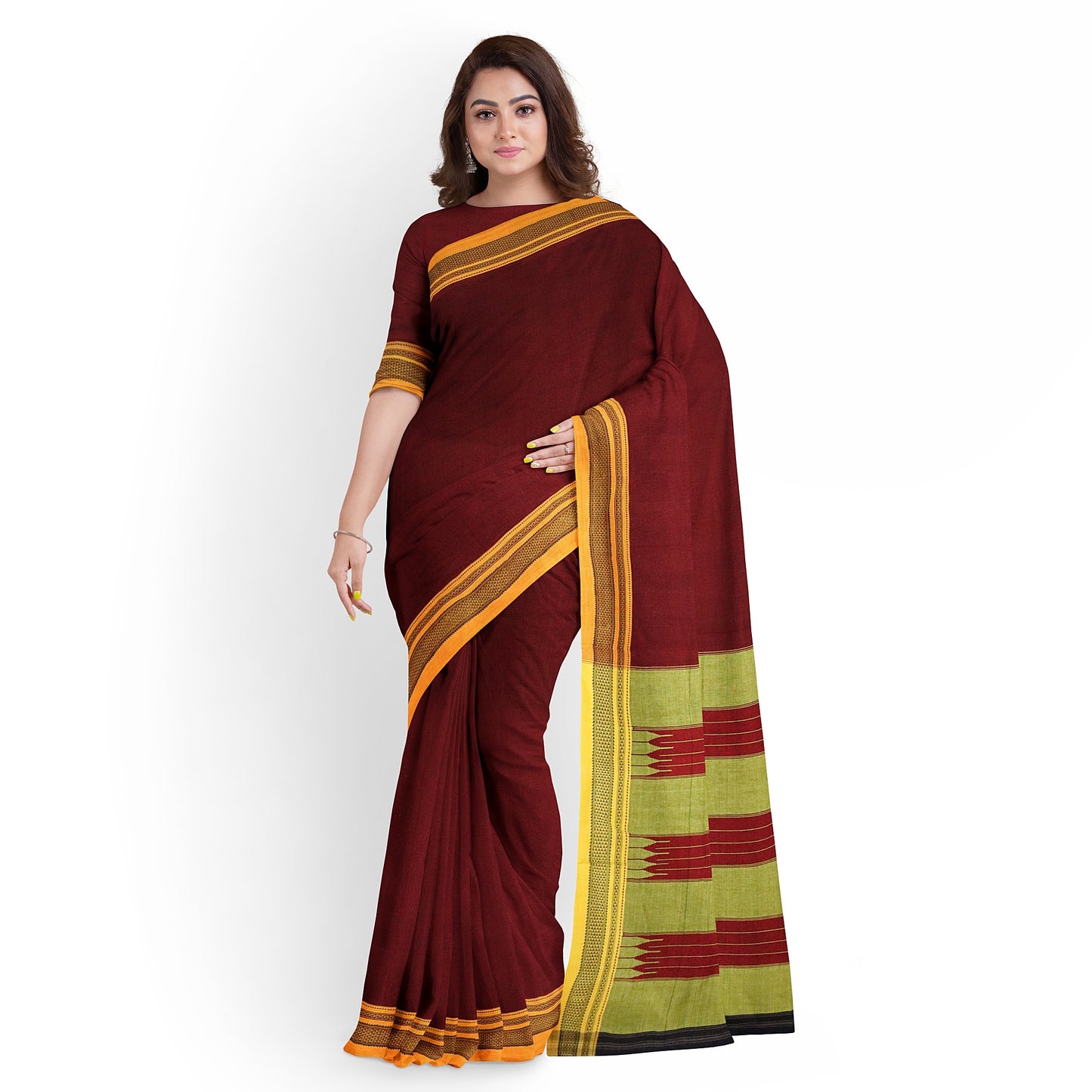 Ilkal Handloom Plain Pure Cotton Saree
