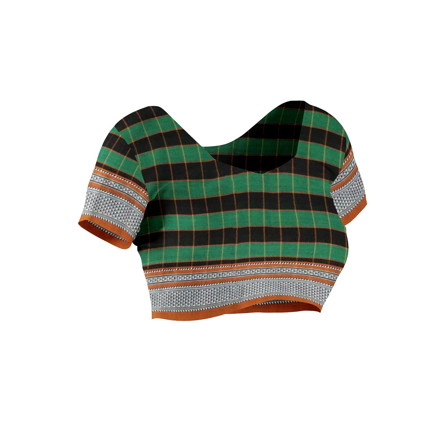 Ilkal Handloom Multi Colour Checks Pure Cotton Silk Saree