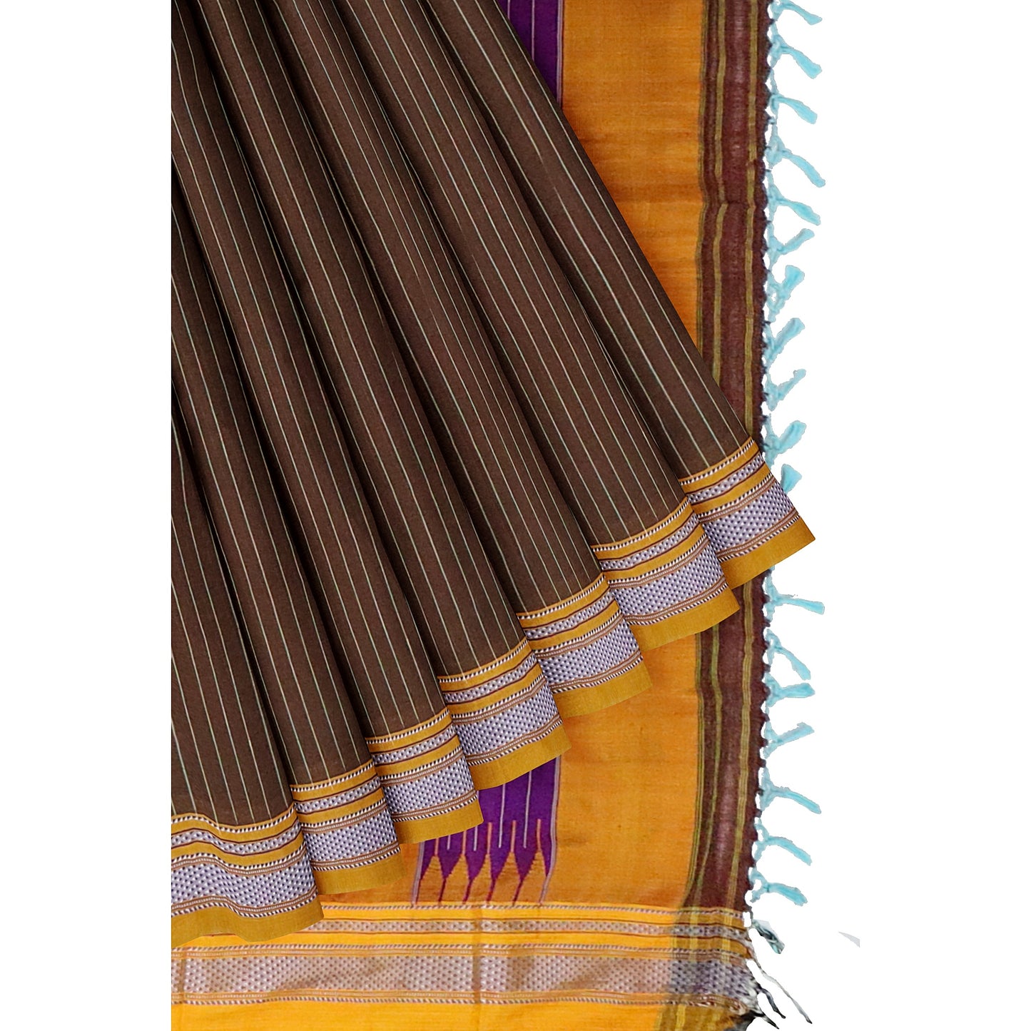 Ilkal Handloom Strip/Patti Pure Cotton Silk Saree