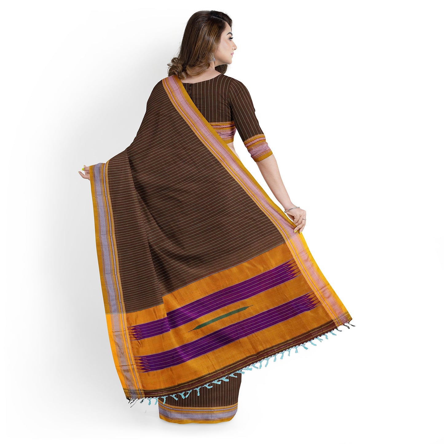 Ilkal Handloom Strip/Patti Pure Cotton Silk Saree
