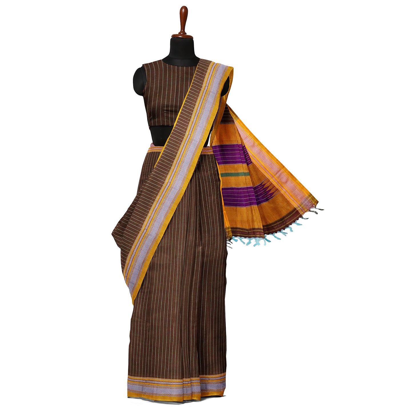 Ilkal Handloom Strip/Patti Pure Cotton Silk Saree