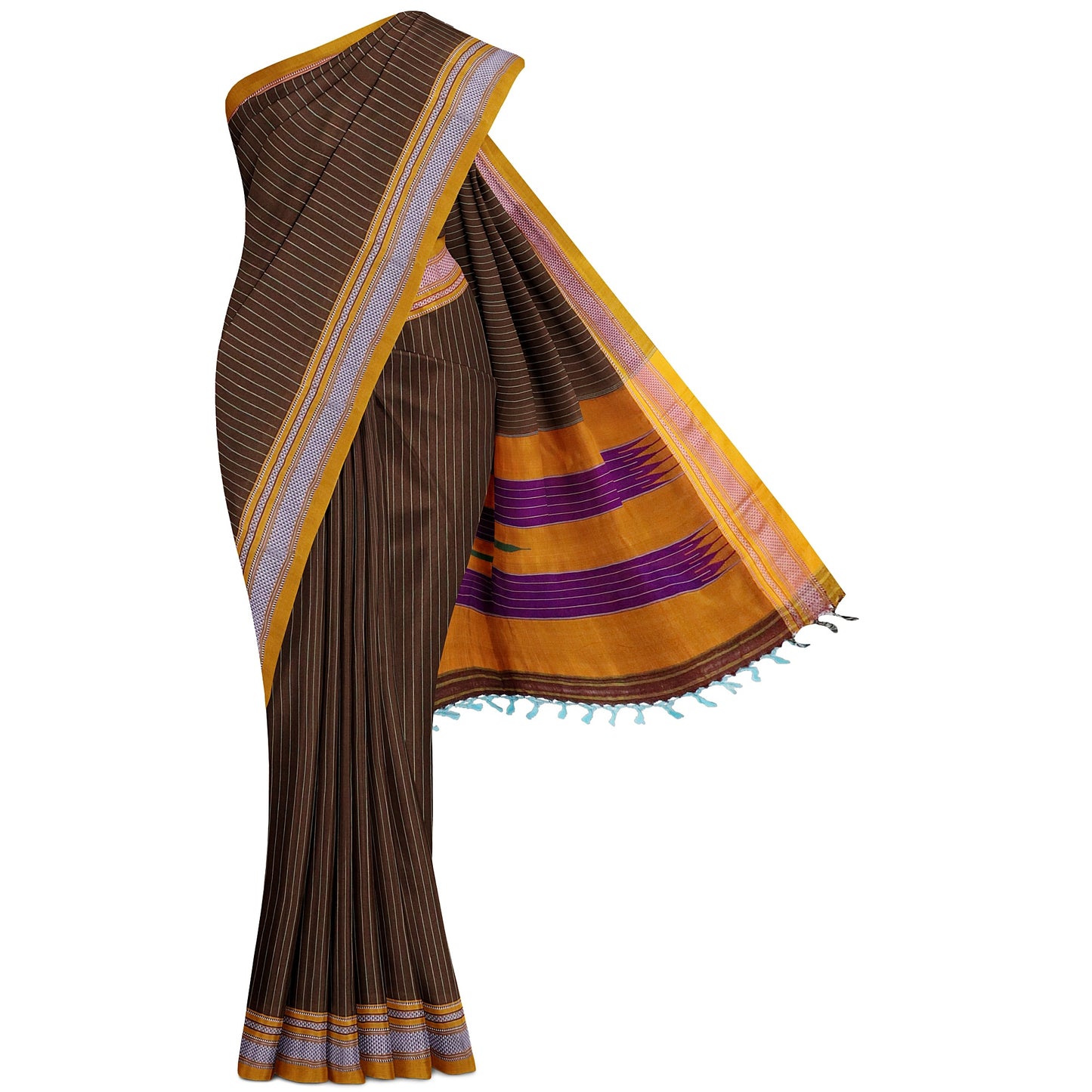 Ilkal Handloom Strip/Patti Pure Cotton Silk Saree