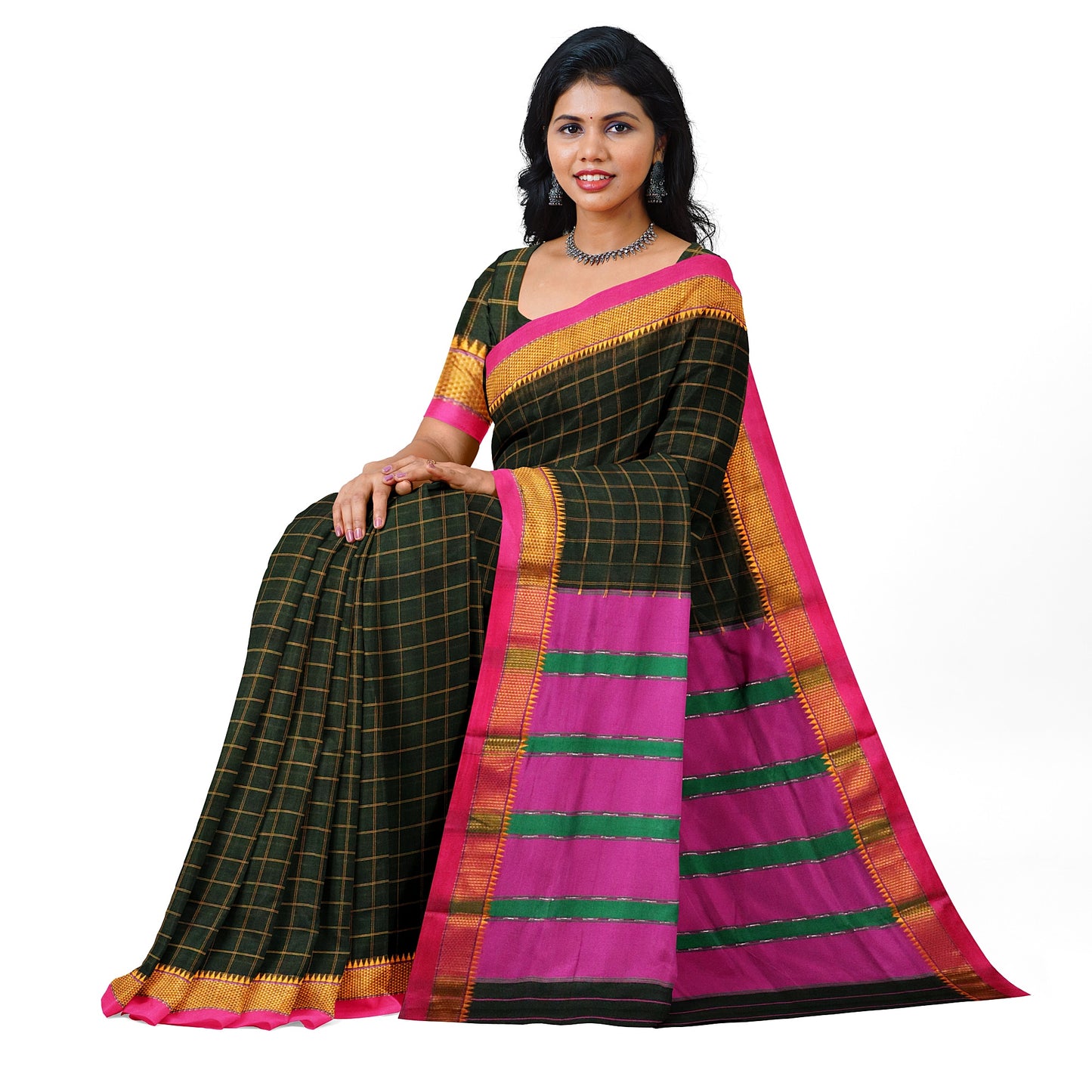 Ilkal Checks Cotton Silk Saree