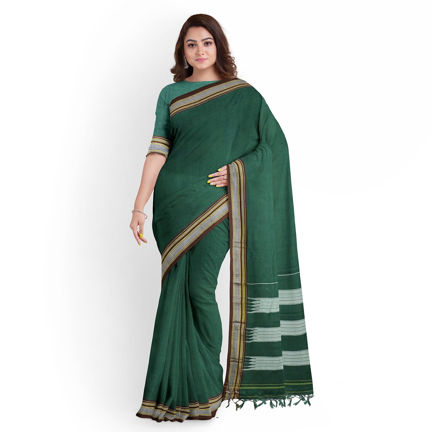Ilkal Handloom Plain Pure Cotton Saree