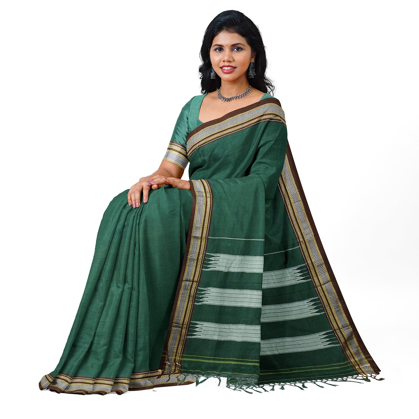 Ilkal Handloom Plain Pure Cotton Saree