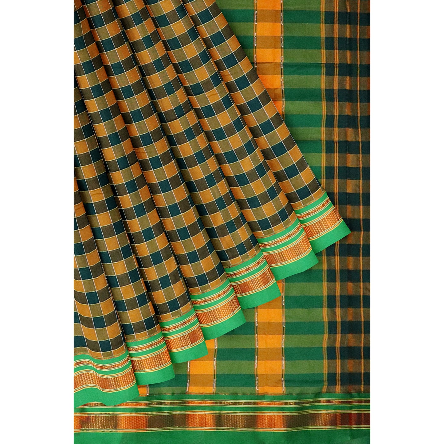 Ilkal Multi Colour Checks Cotton Silk Saree