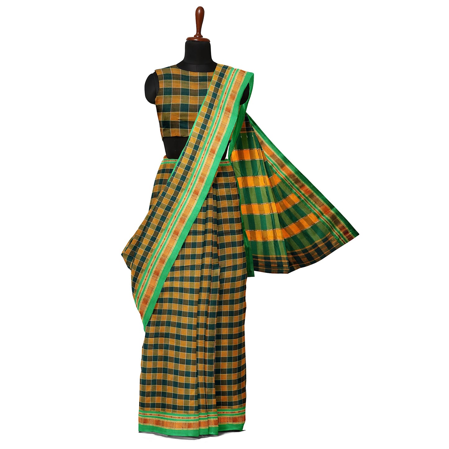 Ilkal Multi Colour Checks Cotton Silk Saree