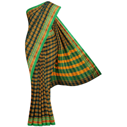 Ilkal Multi Colour Checks Cotton Silk Saree