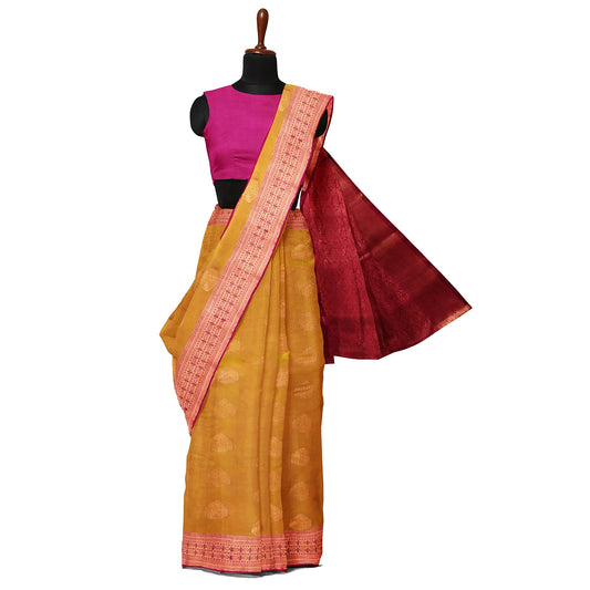 Kanchipuram Half Mix Silk Saree