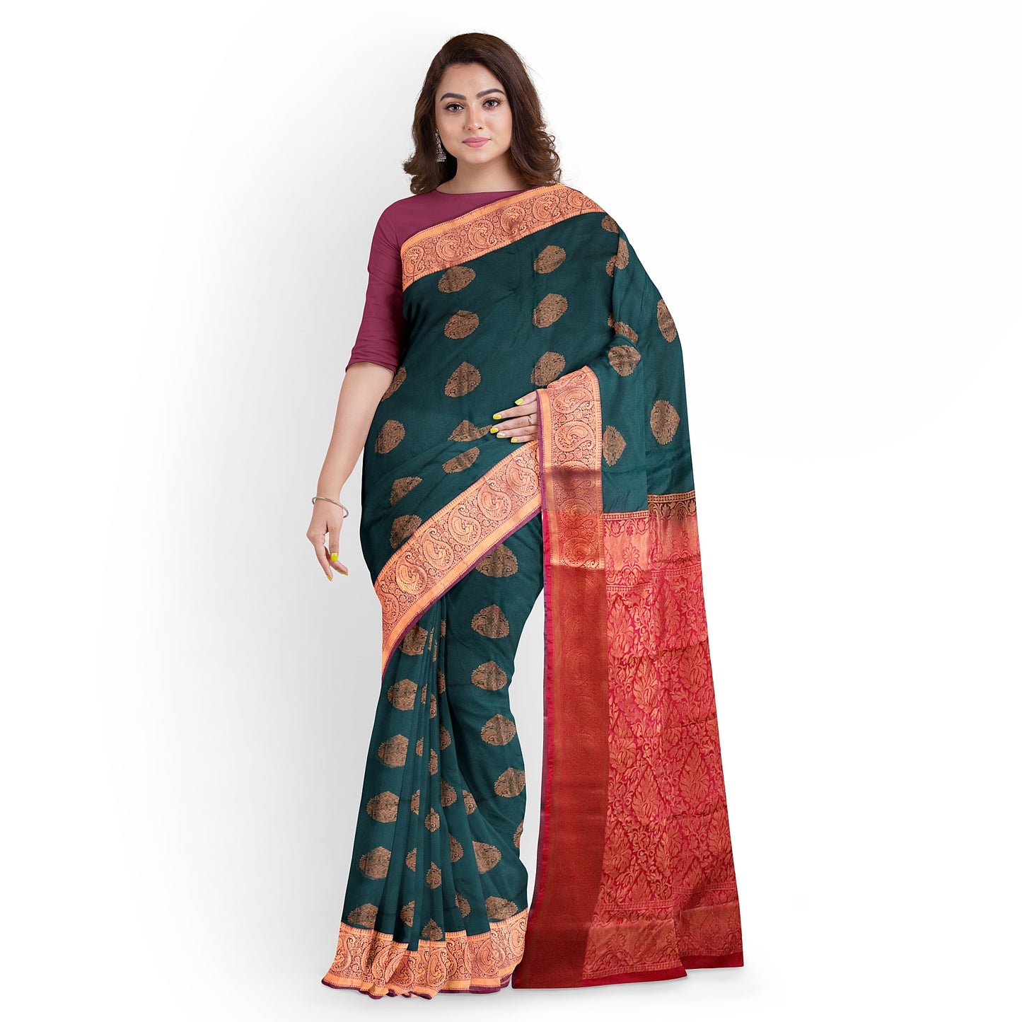 Kanchipuram Half Mix Silk Saree
