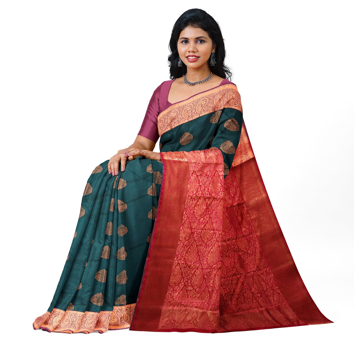 Kanchipuram Half Mix Silk Saree