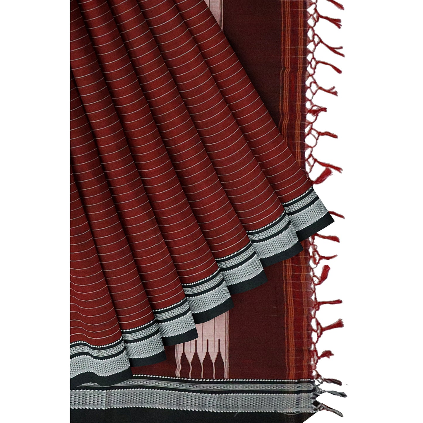 Ilkal Handloom Strip/Lining Pure Cotton Silk Saree