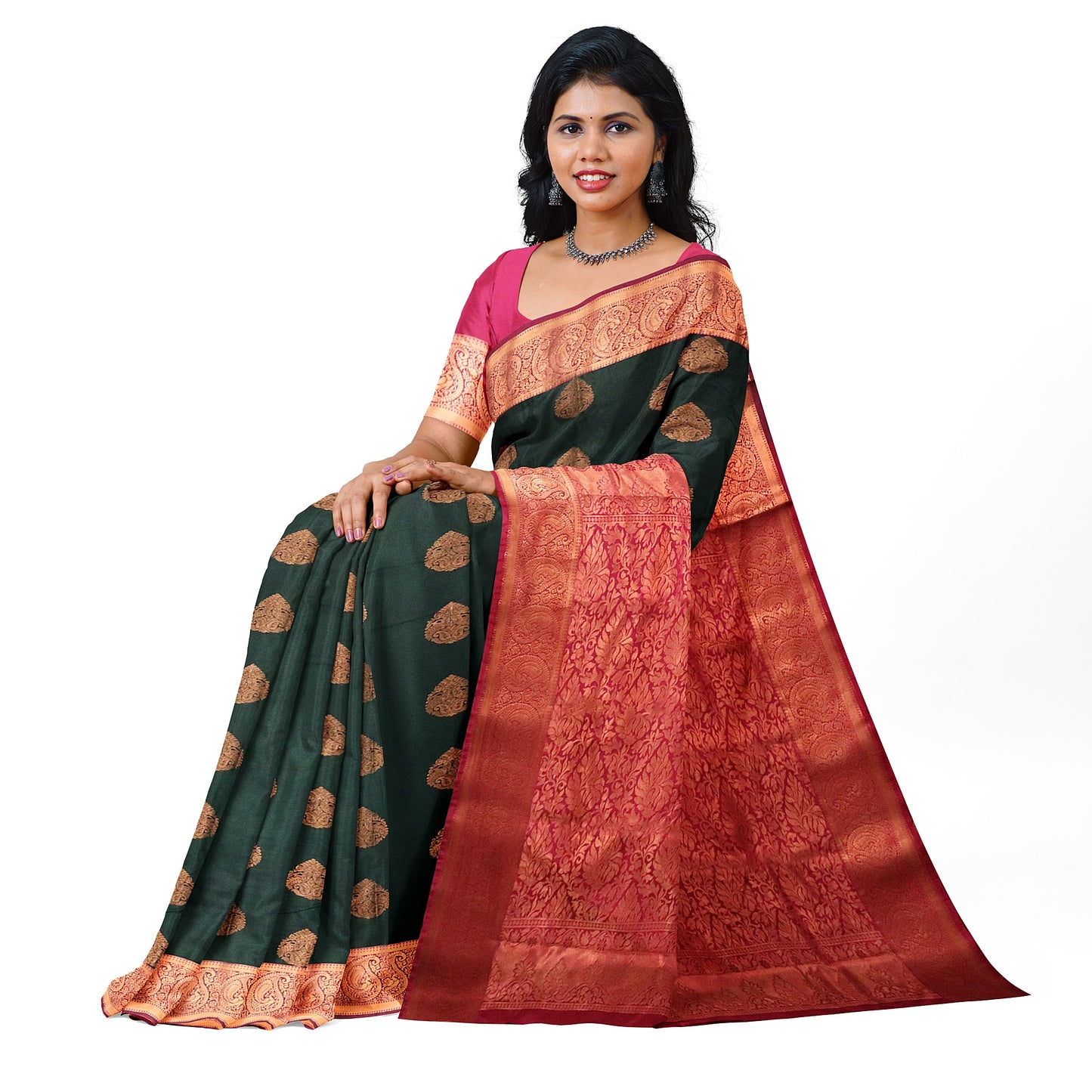 Kanchipuram Half Mix Silk Saree