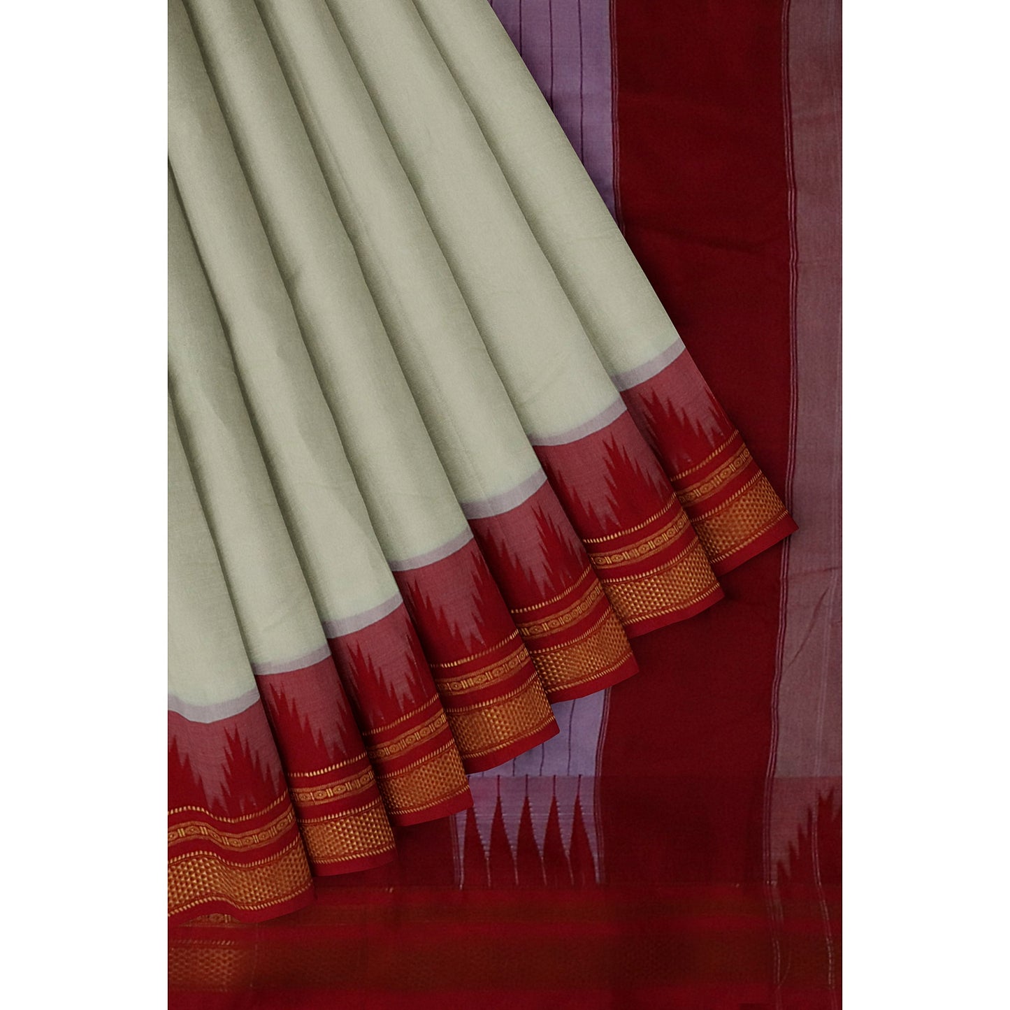 Ilkal Handloom  Plain Pure Cotton Silk Saree