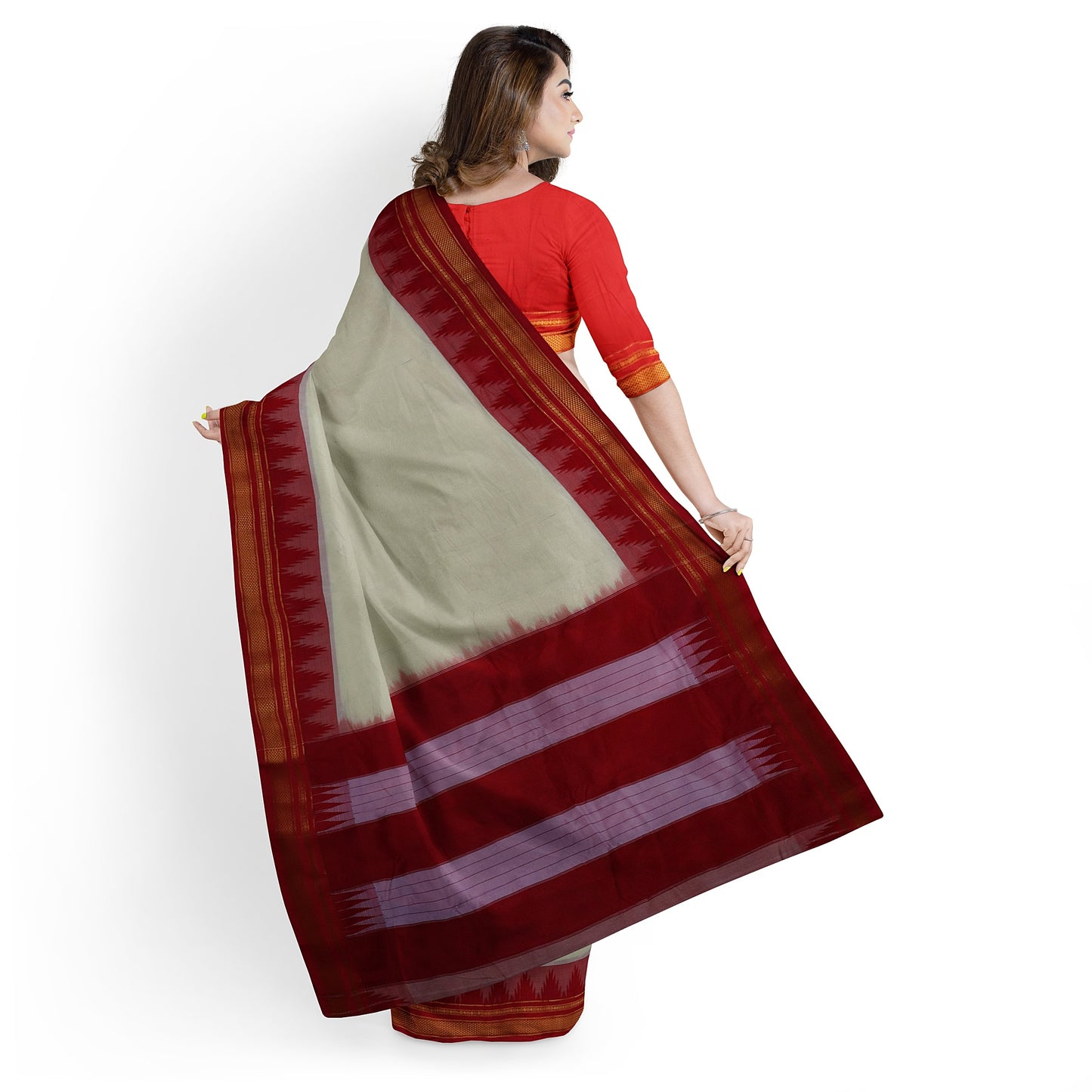 Ilkal Handloom  Plain Pure Cotton Silk Saree