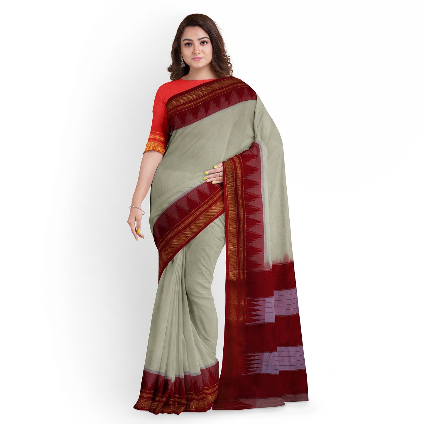 Ilkal Handloom  Plain Pure Cotton Silk Saree
