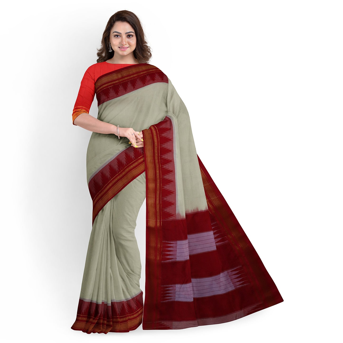 Ilkal Handloom  Plain Pure Cotton Silk Saree