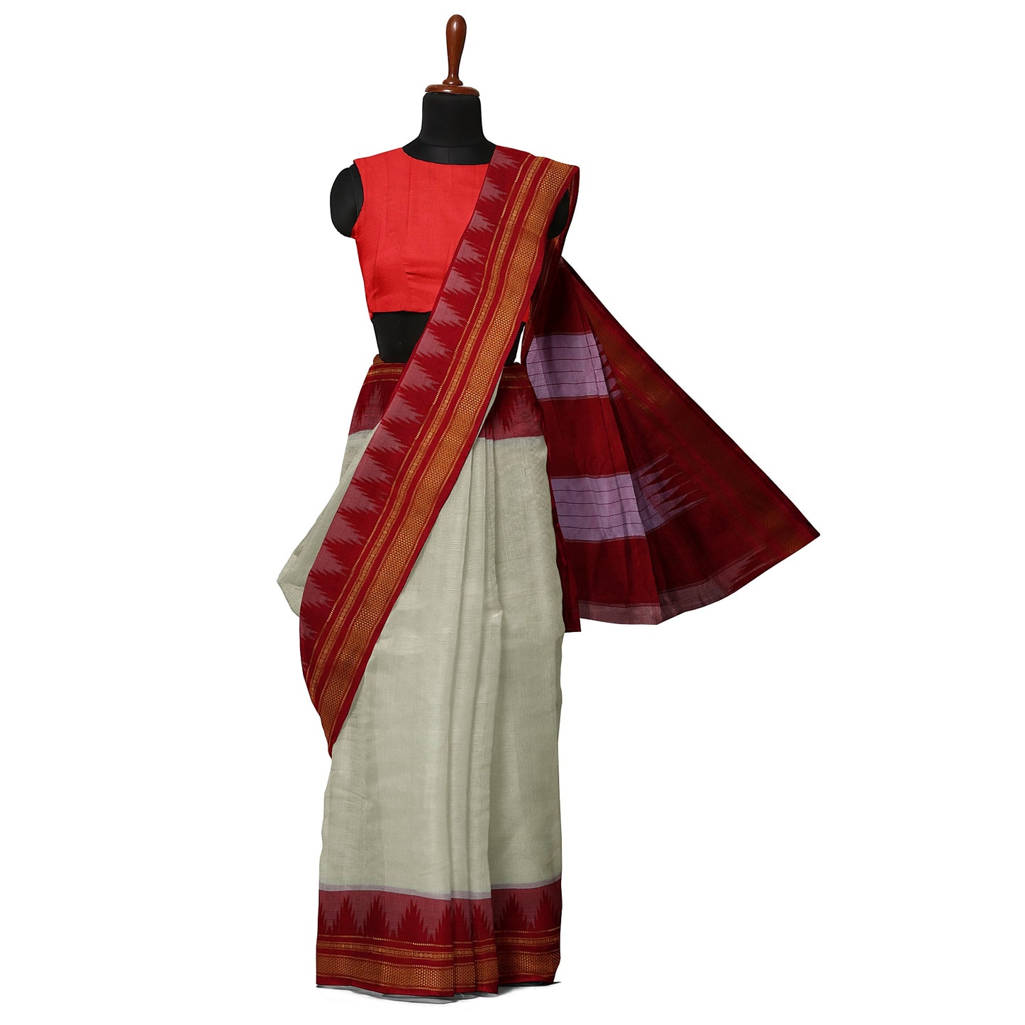 Ilkal Handloom  Plain Pure Cotton Silk Saree