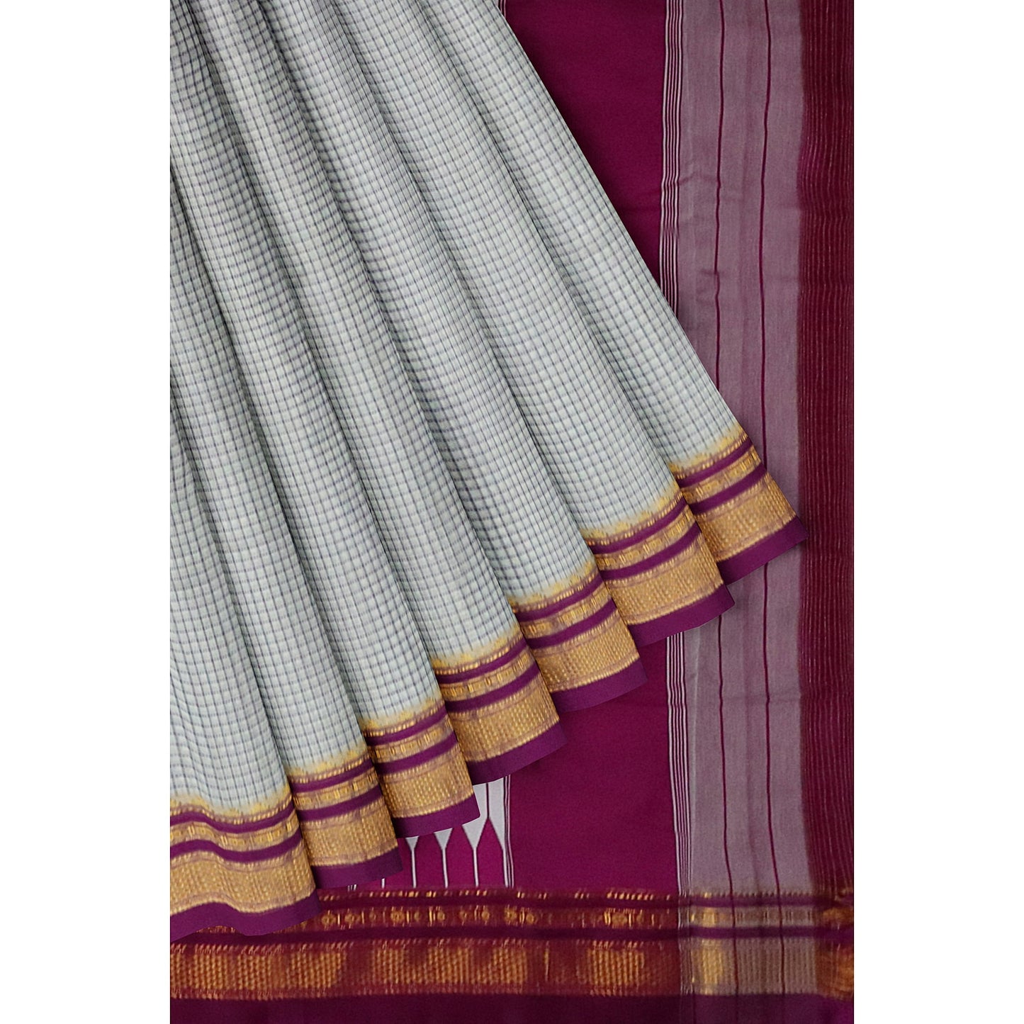 Ilkal Handloom Checks Pure Cotton Silk Saree