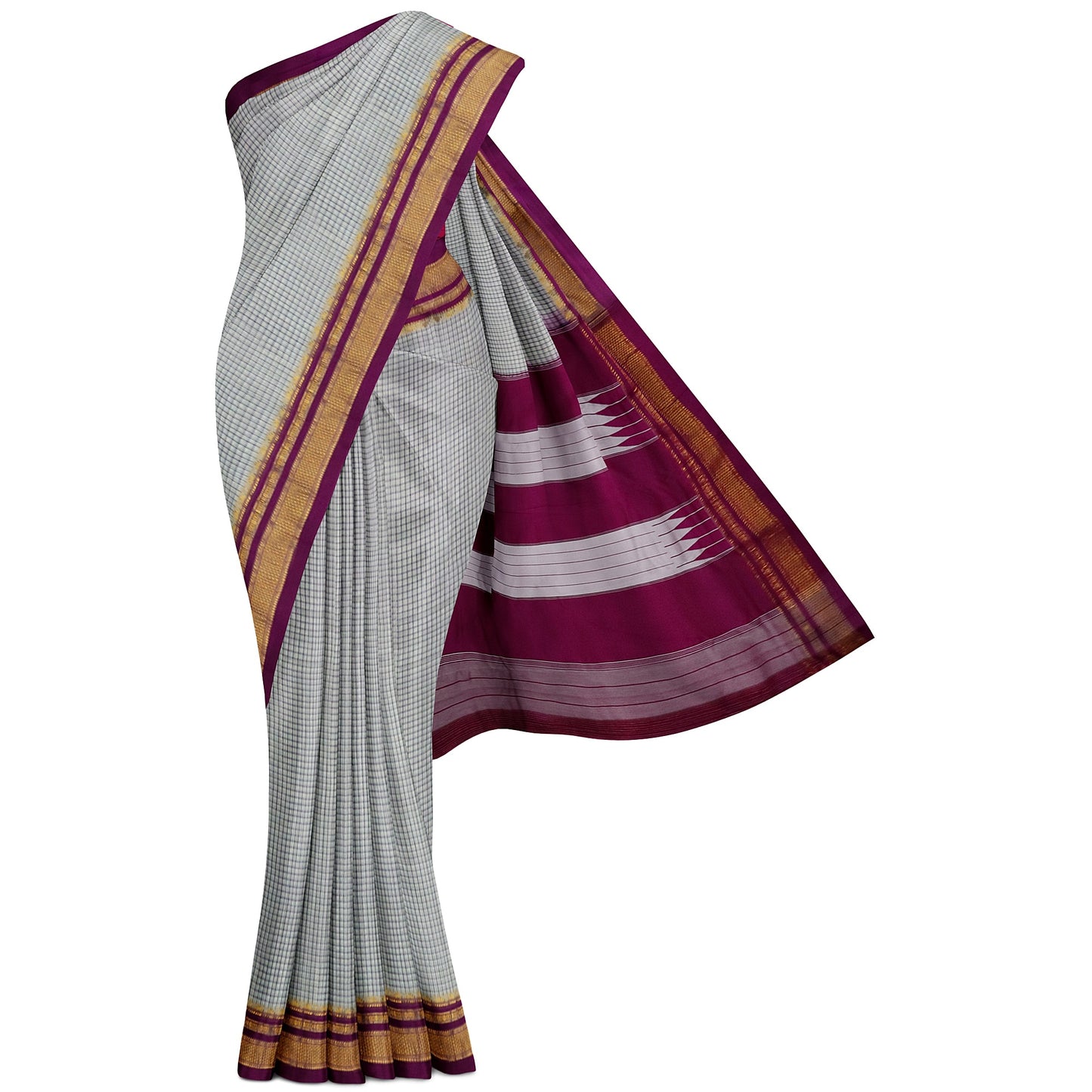 Ilkal Handloom Checks Pure Cotton Silk Saree
