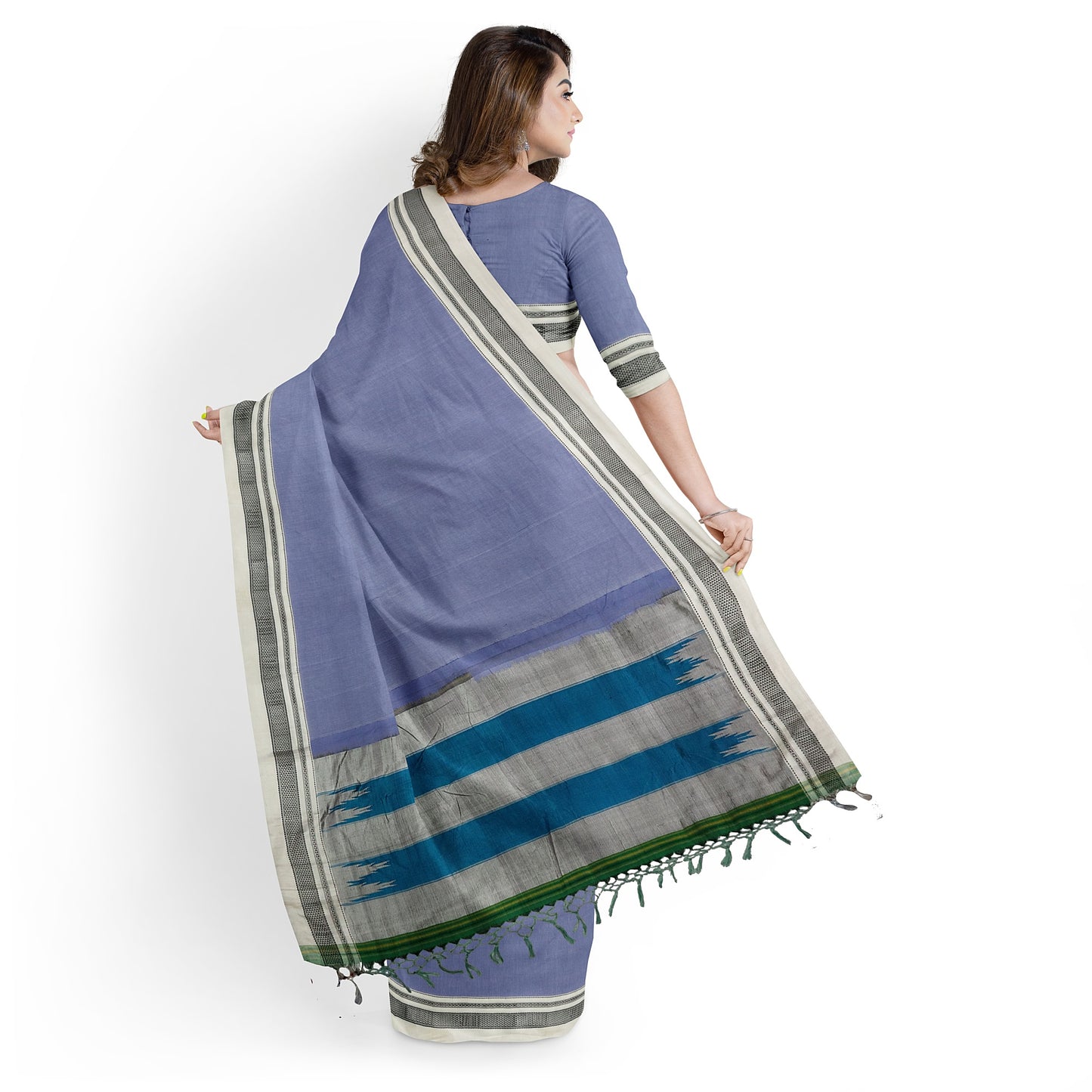 Ilkal Handloom Plain Pure Cotton Silk Saree