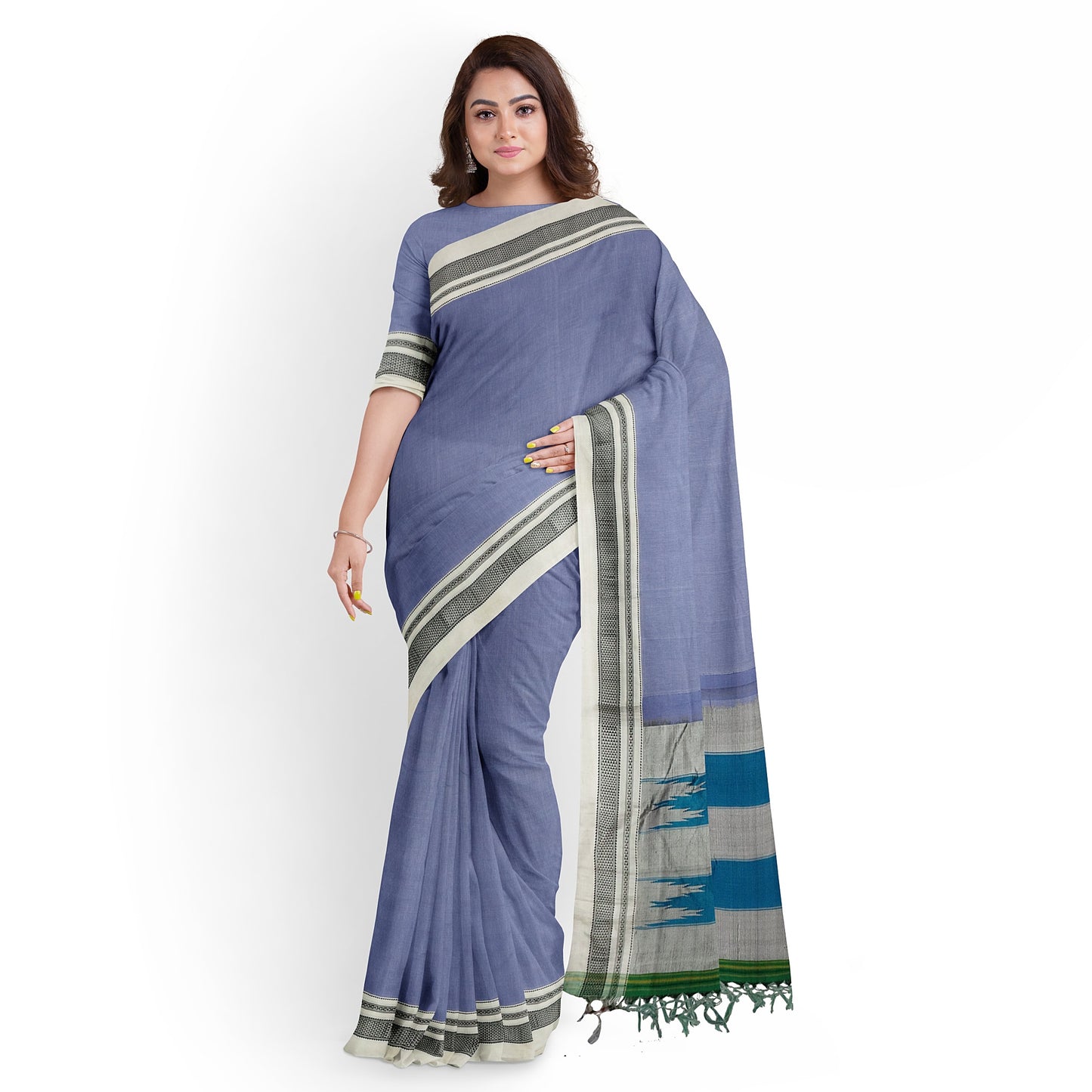 Ilkal Handloom Plain Pure Cotton Silk Saree