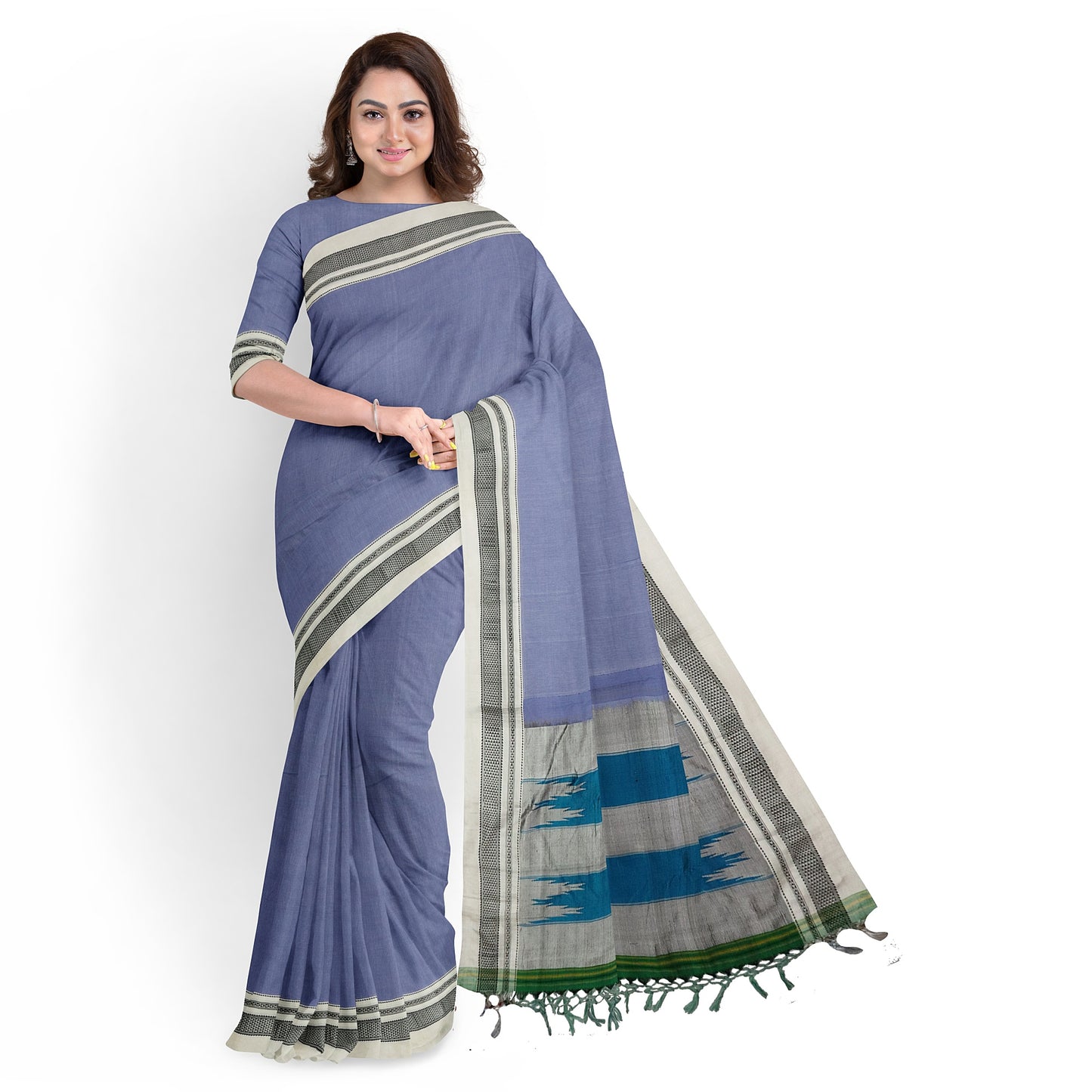 Ilkal Handloom Plain Pure Cotton Silk Saree