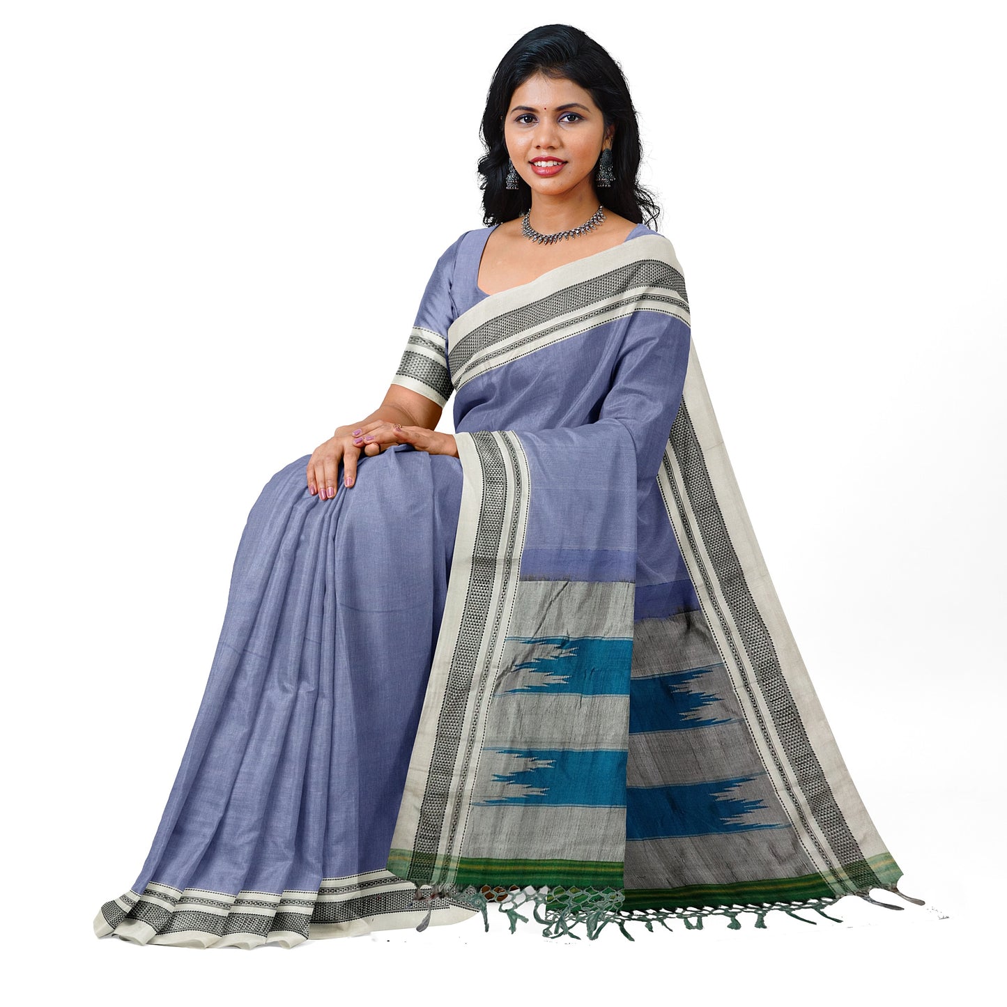 Ilkal Handloom Plain Pure Cotton Silk Saree