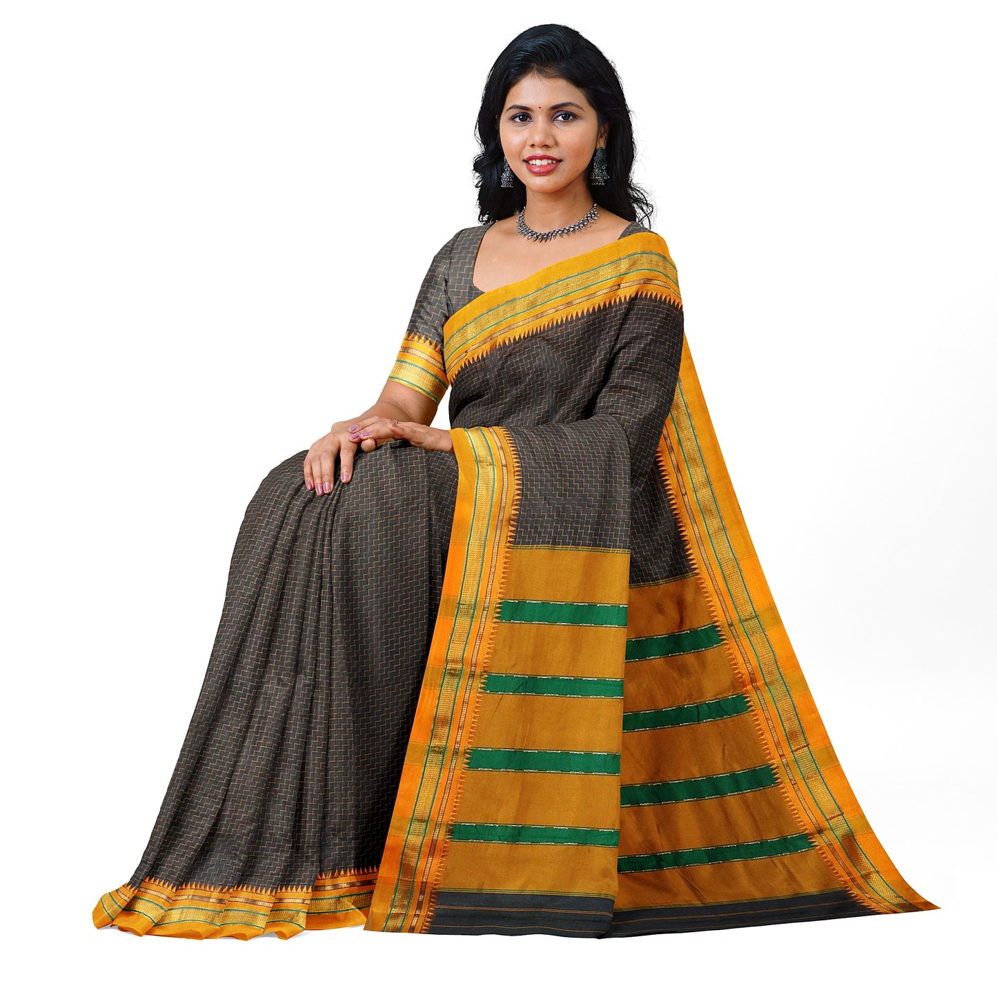 Ilkal Zig Zag Cotton Silk Saree