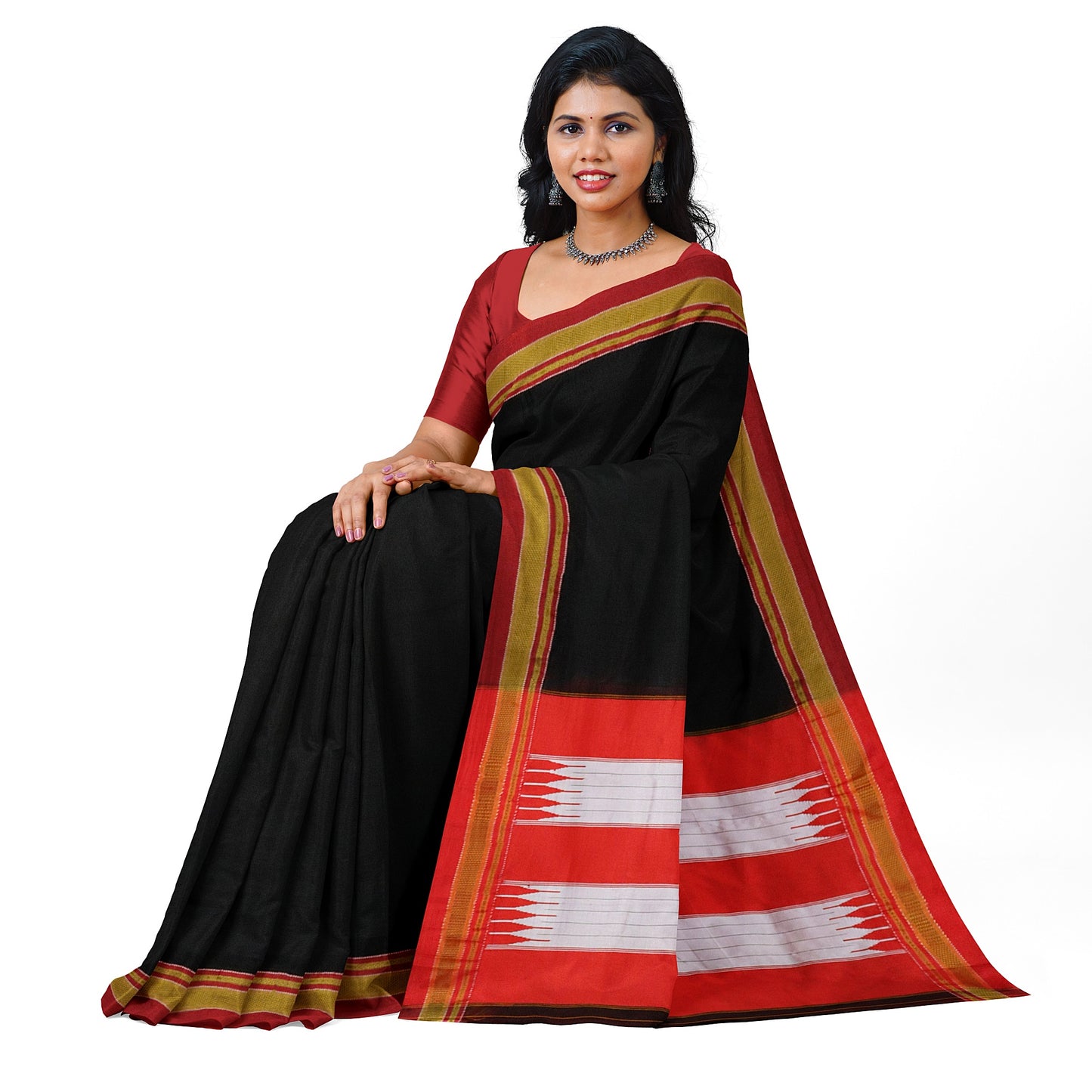 Ilkal Traditional Black Cotton Saree