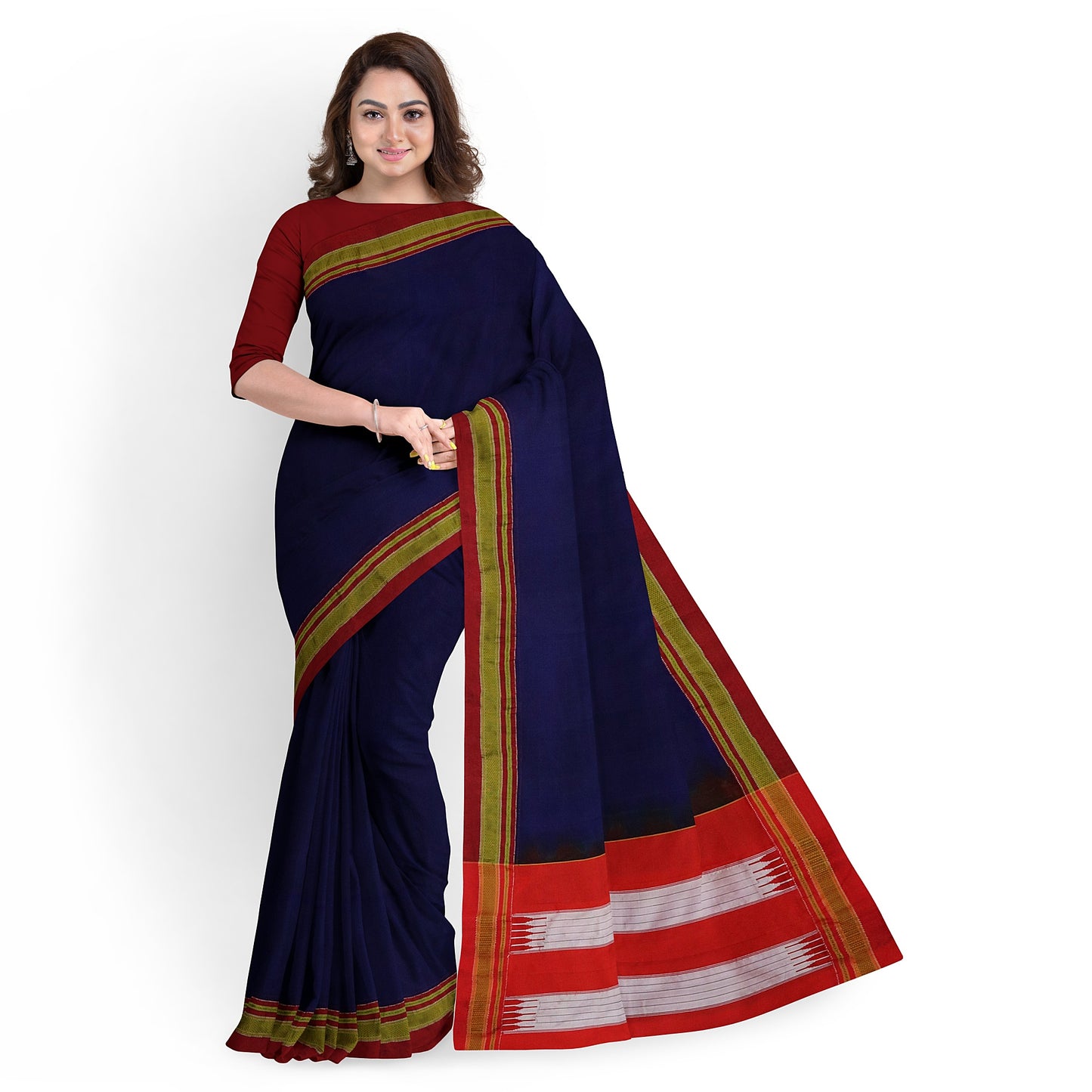 Ilkal Traditional Blue Cotton Saree