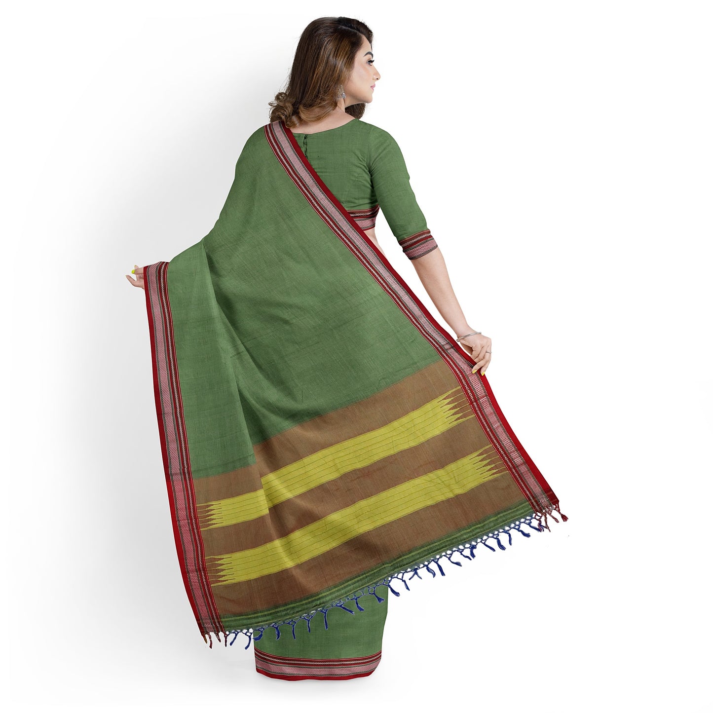 Ilkal Handloom Plain Pure Cotton Silk Saree