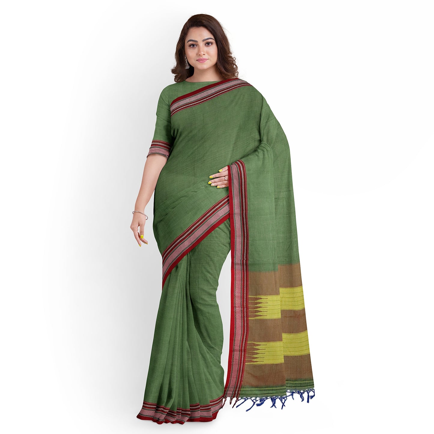 Ilkal Handloom Plain Pure Cotton Silk Saree